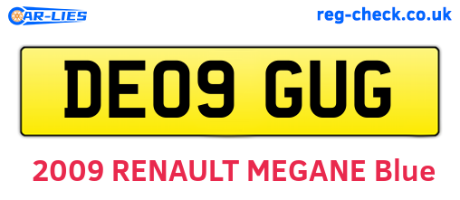 DE09GUG are the vehicle registration plates.