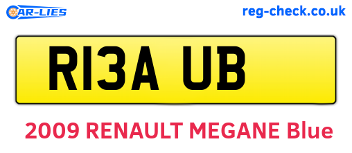 R13AUB are the vehicle registration plates.