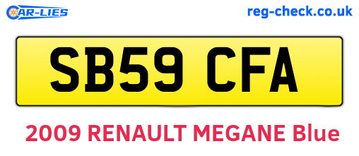 SB59CFA are the vehicle registration plates.