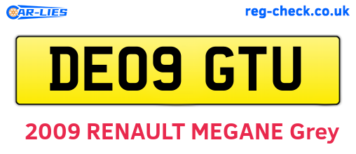 DE09GTU are the vehicle registration plates.