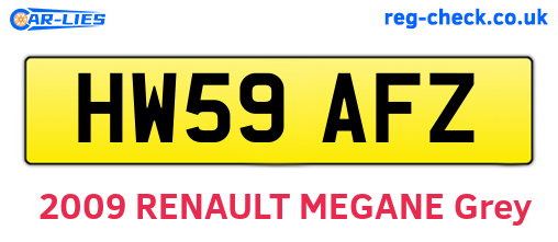 HW59AFZ are the vehicle registration plates.