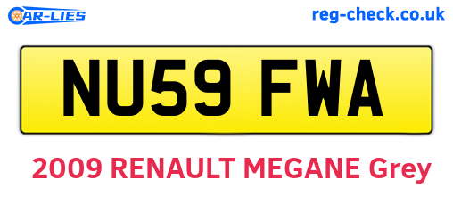 NU59FWA are the vehicle registration plates.