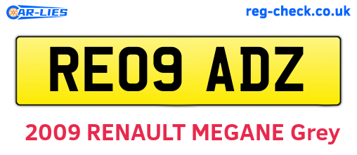 RE09ADZ are the vehicle registration plates.