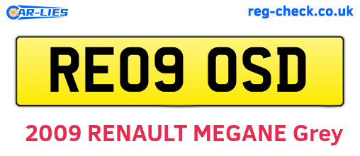 RE09OSD are the vehicle registration plates.