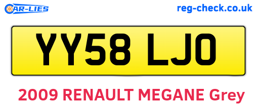 YY58LJO are the vehicle registration plates.