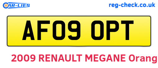 AF09OPT are the vehicle registration plates.