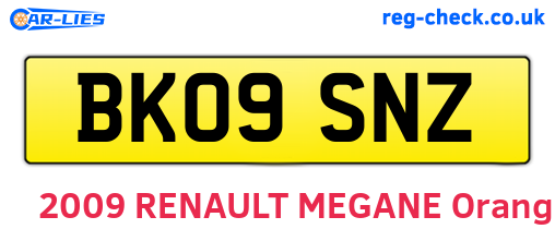 BK09SNZ are the vehicle registration plates.