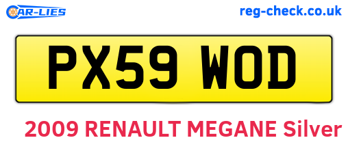 PX59WOD are the vehicle registration plates.