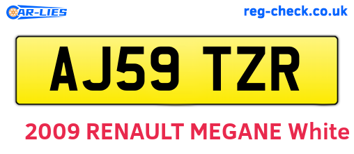 AJ59TZR are the vehicle registration plates.