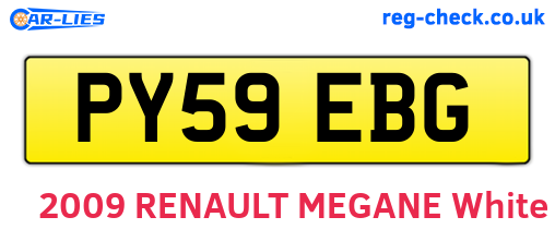 PY59EBG are the vehicle registration plates.