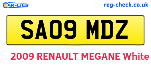 SA09MDZ are the vehicle registration plates.