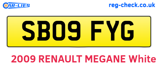 SB09FYG are the vehicle registration plates.