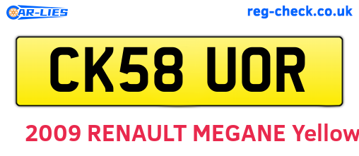 CK58UOR are the vehicle registration plates.