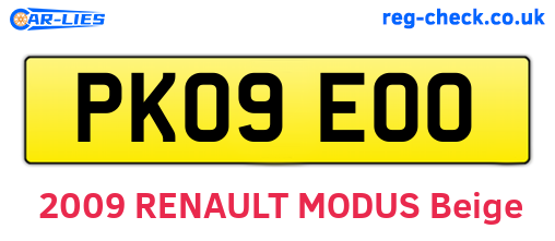 PK09EOO are the vehicle registration plates.