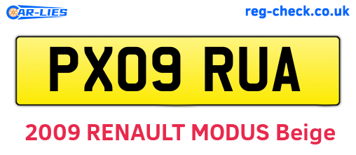 PX09RUA are the vehicle registration plates.