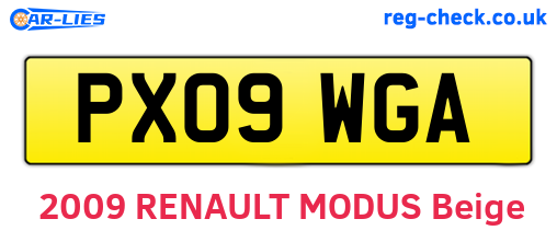 PX09WGA are the vehicle registration plates.
