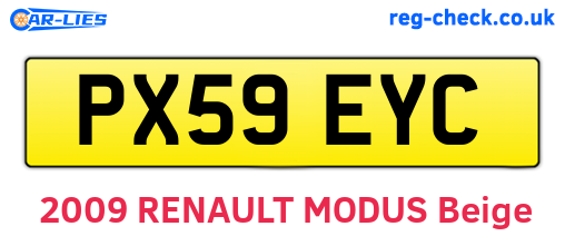 PX59EYC are the vehicle registration plates.