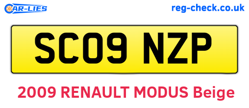 SC09NZP are the vehicle registration plates.