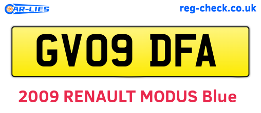 GV09DFA are the vehicle registration plates.