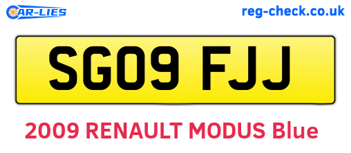 SG09FJJ are the vehicle registration plates.