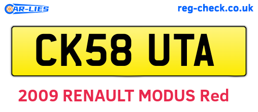 CK58UTA are the vehicle registration plates.