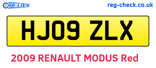 HJ09ZLX are the vehicle registration plates.
