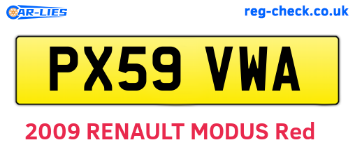PX59VWA are the vehicle registration plates.