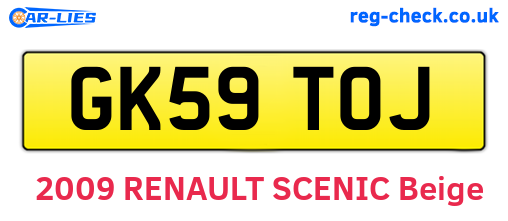 GK59TOJ are the vehicle registration plates.