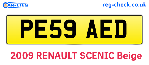 PE59AED are the vehicle registration plates.