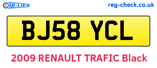 BJ58YCL are the vehicle registration plates.