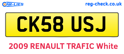CK58USJ are the vehicle registration plates.