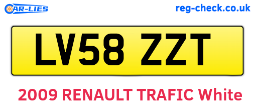 LV58ZZT are the vehicle registration plates.