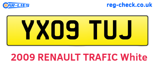 YX09TUJ are the vehicle registration plates.
