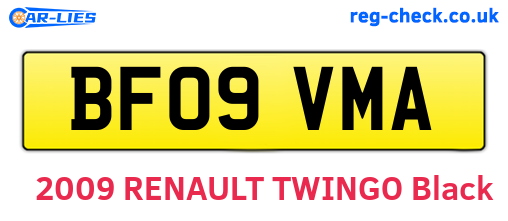 BF09VMA are the vehicle registration plates.