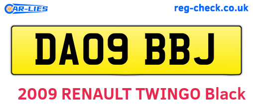 DA09BBJ are the vehicle registration plates.