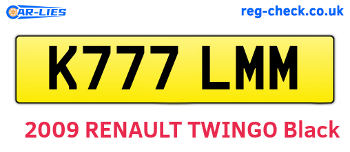 K777LMM are the vehicle registration plates.