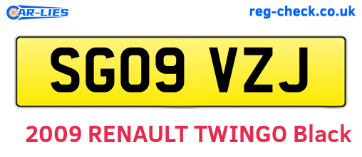 SG09VZJ are the vehicle registration plates.