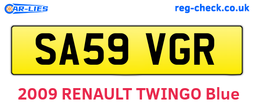 SA59VGR are the vehicle registration plates.