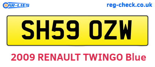 SH59OZW are the vehicle registration plates.