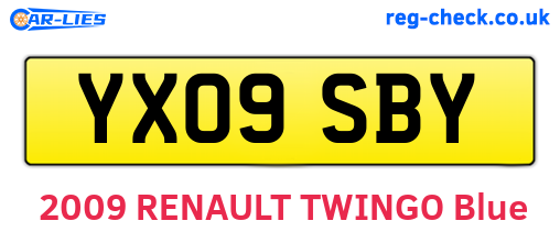 YX09SBY are the vehicle registration plates.
