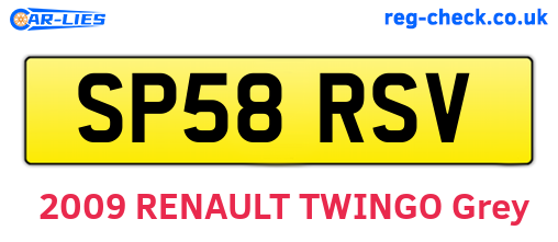 SP58RSV are the vehicle registration plates.
