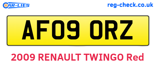 AF09ORZ are the vehicle registration plates.