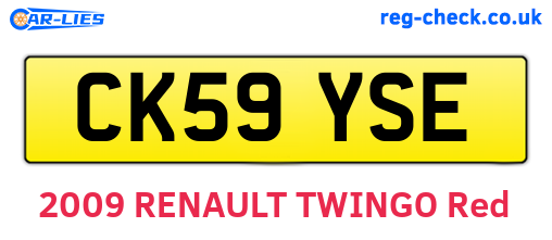 CK59YSE are the vehicle registration plates.