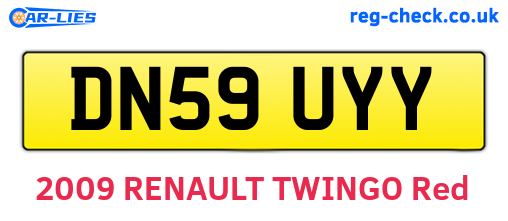DN59UYY are the vehicle registration plates.