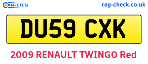 DU59CXK are the vehicle registration plates.