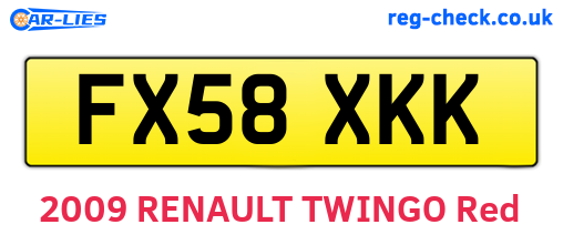 FX58XKK are the vehicle registration plates.
