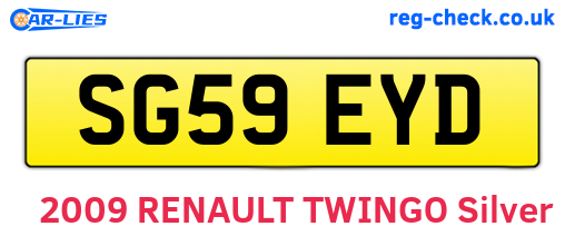 SG59EYD are the vehicle registration plates.