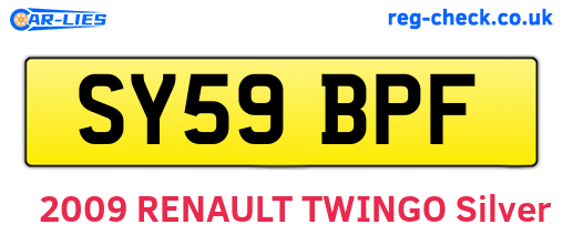 SY59BPF are the vehicle registration plates.