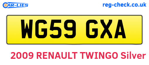 WG59GXA are the vehicle registration plates.