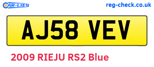 AJ58VEV are the vehicle registration plates.